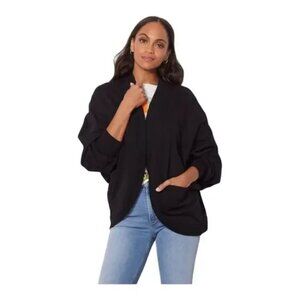 Sweaty Betty Cora Cardigan Size 8 Black Organic Cotton Cocoon Cozy Comfy